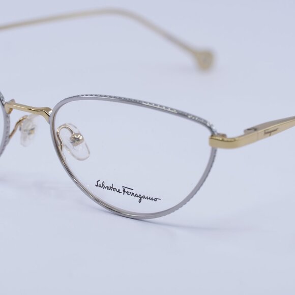 🕶️ New Salvatore Ferragamo SF2188 050 Eyeglasses - Palladium/Gold Frame 55mm - Picture 8 of 10